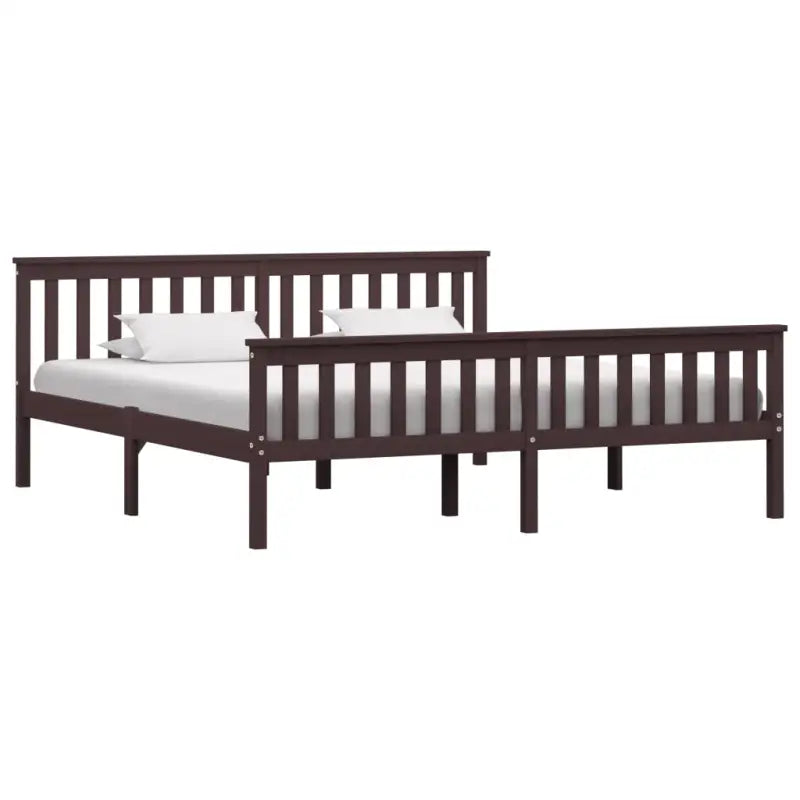 Massief grenenhout bed met multiplex lattenbodem voor moderne slaapkamers - Donkerbruin / 180 x 200 cm - Bedden &