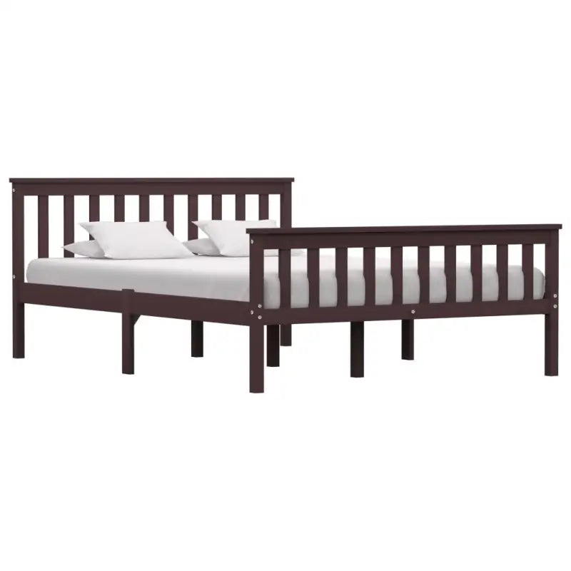 Massief grenenhout bed met multiplex lattenbodem voor moderne slaapkamers - Donkerbruin / 140 x 200 cm - Bedden &