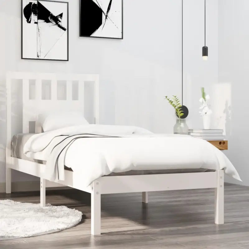 Massief Grenenhout Bedframe met aanvullende ondersteuning en levering bevat - Wit / 90 x 190 cm - Bedden & bedframes