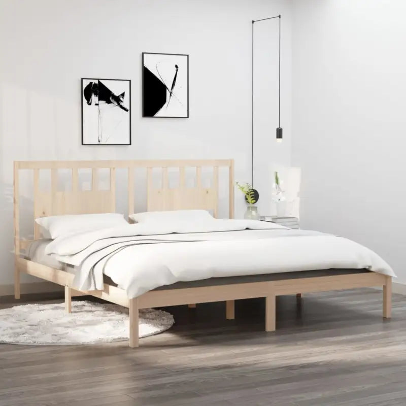 Massief Grenenhout Bedframe met aanvullende ondersteuning en levering bevat - Naturel / 200 x 200 cm - Bedden &