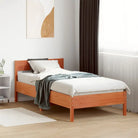 Massief Grenenhout Bedframe met multiplex lattenbodem voor uitstekende ondersteuning - Bruin / 100 x 200 cm - Bedden &