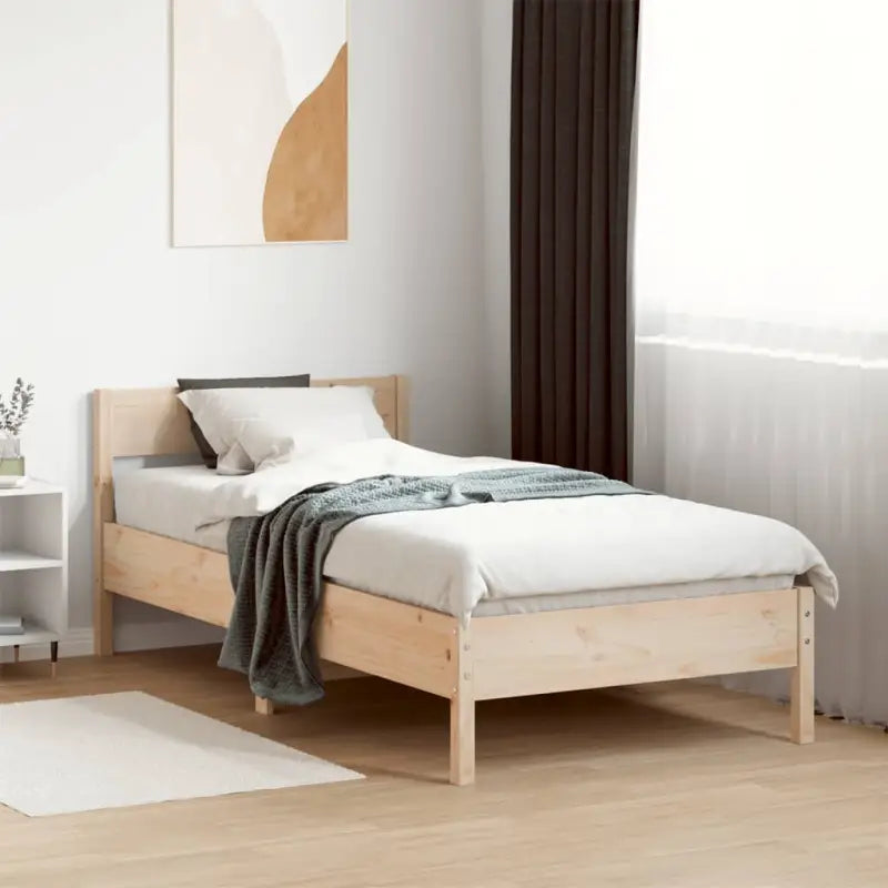 Massief Grenenhout Bedframe met multiplex lattenbodem voor uitstekende ondersteuning - Naturel / 75 x 190 cm - Bedden &