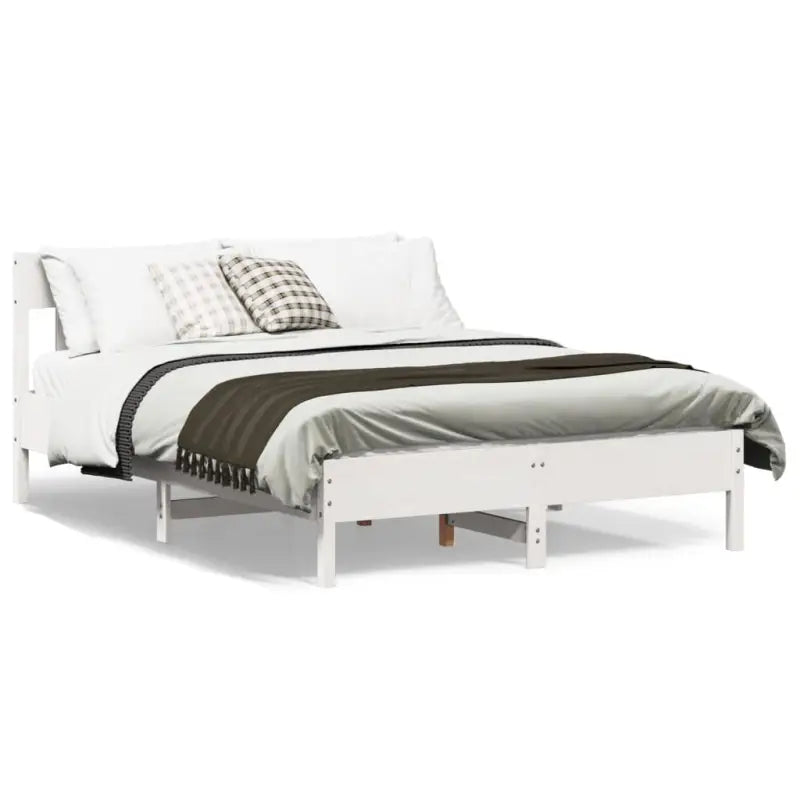 Massief Grenenhout Bedframe met Multiplex Lattenbodem voor Uitstekende Ondersteuning - Wit / 150 x 200 cm - Bedden &