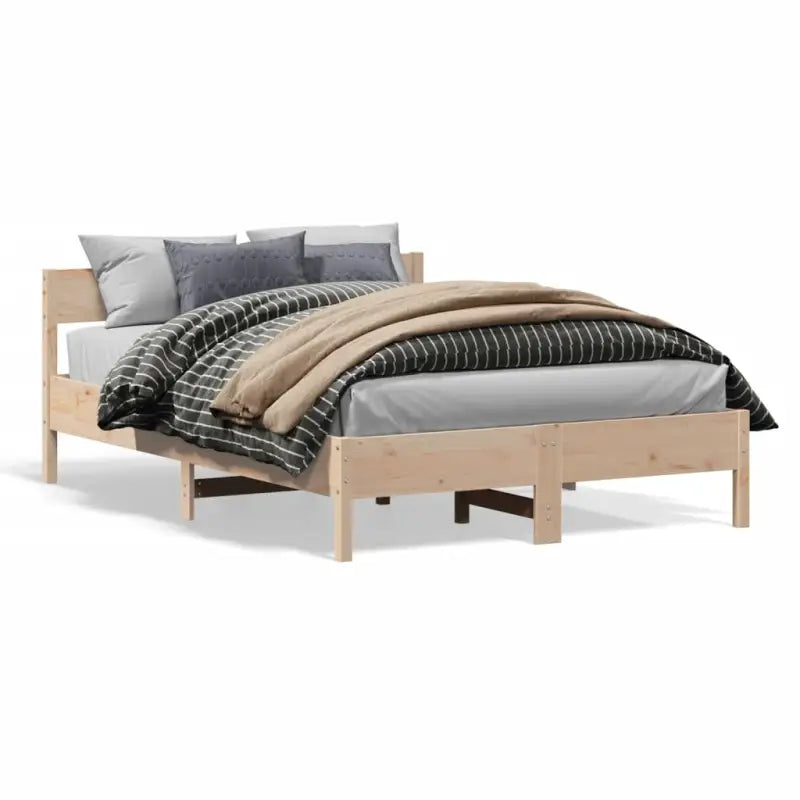 Massief Grenenhout Bedframe met multiplex lattenbodem voor uitstekende ondersteuning - Naturel / 160 x 200 cm - Bedden