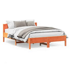 Massief Grenenhout Bedframe met multiplex lattenbodem en uitstekende ondersteuning - Bruin / 120 x 200 cm - Bedden &