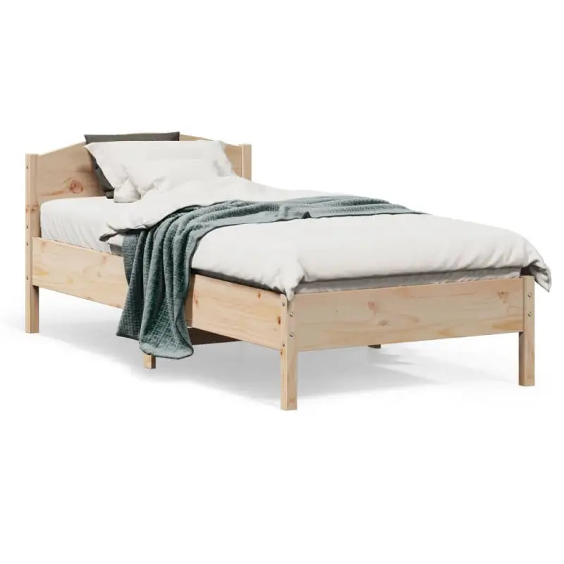 Massief Grenenhout Bedframe met multiplex lattenbodem en uitstekende ondersteuning - Naturel / 90 x 190 cm - Bedden &