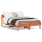Massief Grenenhout Bedframe met multiplex lattenbodem en uitstekende ondersteuning - Bruin / 120 x 190 cm - Bedden &