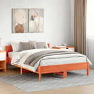 Massief Grenenhout Bedframe met multiplex lattenbodem en uitstekende ondersteuning - Bruin / 150 x 200 cm - Bedden &
