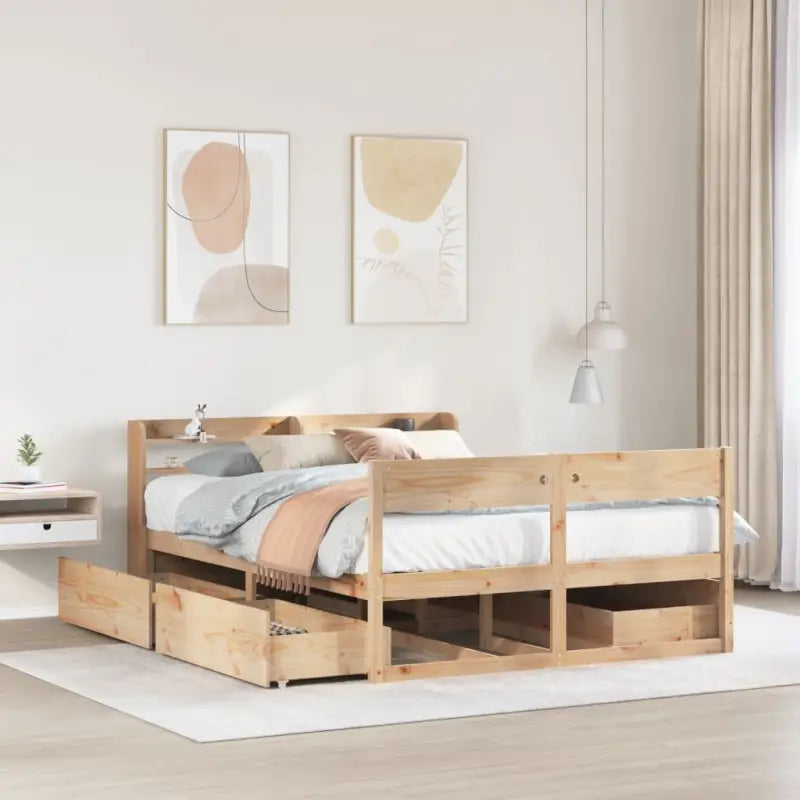 Massief grenenhout bedframe met opbergruimte voor een goede nachtrust - Naturel / 160 x 200 cm - Bedden & bedframes