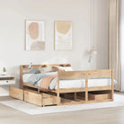 Massief grenenhout bedframe met opbergruimte voor een goede nachtrust - Wasbruin / 150 x 200 cm - Bedden & bedframes