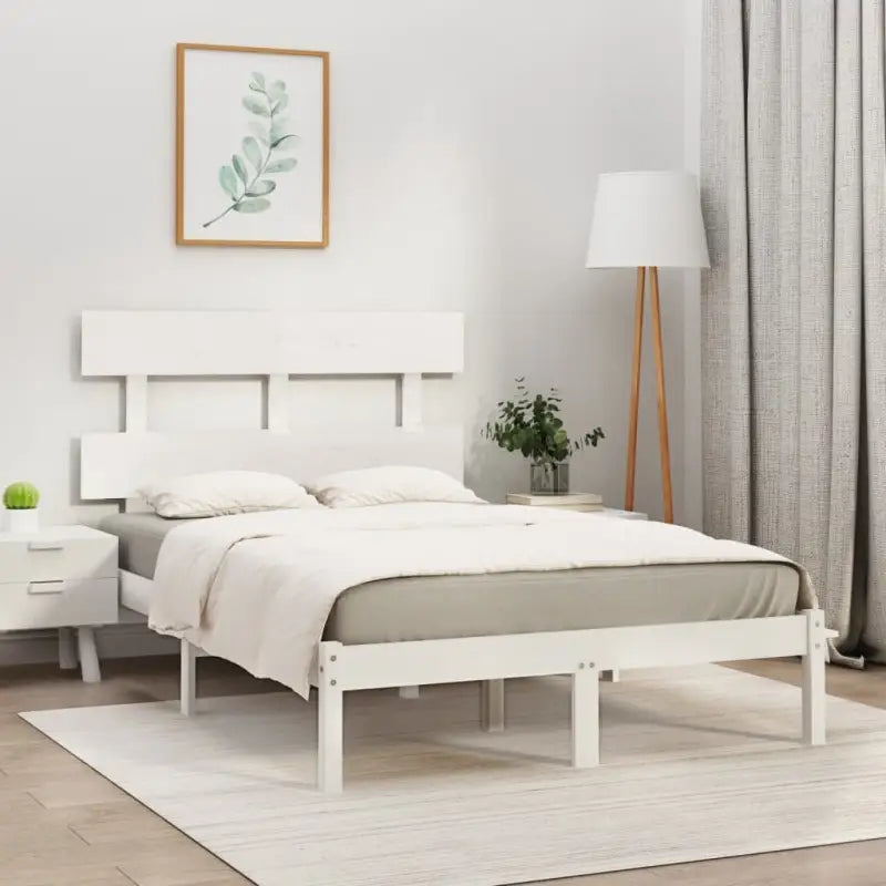 Massief grenenhout bedframe met tijdloos ontwerp voor je slaapkamer - Wit / 160 x 200 cm - Bedden & bedframes
