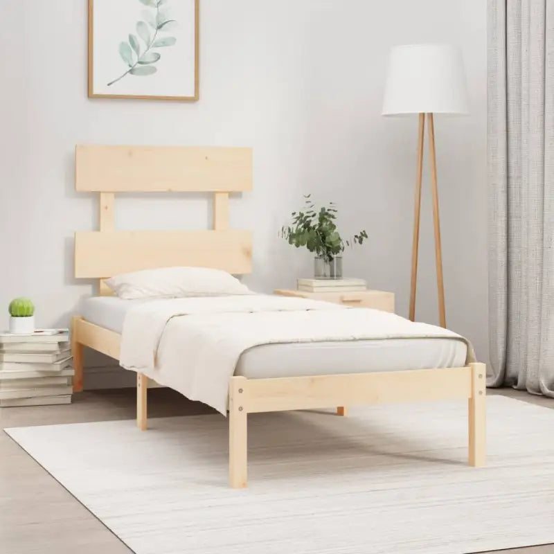 Massief grenenhout bedframe met tijdloos ontwerp voor je slaapkamer - Naturel / 75 x 190 cm - Bedden & bedframes