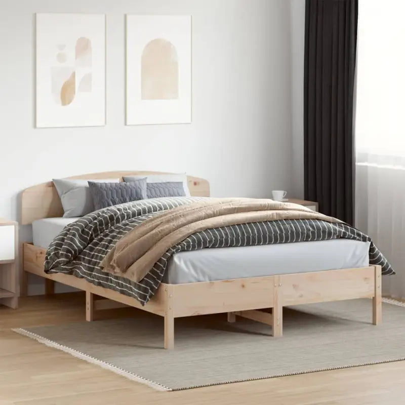 Massief Grenenhout Bedframe met Uitstekende Ondersteuning - Naturel / 140 x 200 cm - Bedden & bedframes