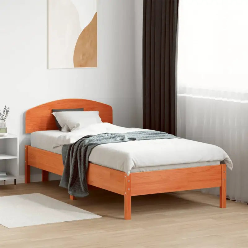 Massief Grenenhout Bedframe met Uitstekende Ondersteuning - Wasbruin / 75 x 190 cm - Bedden & bedframes
