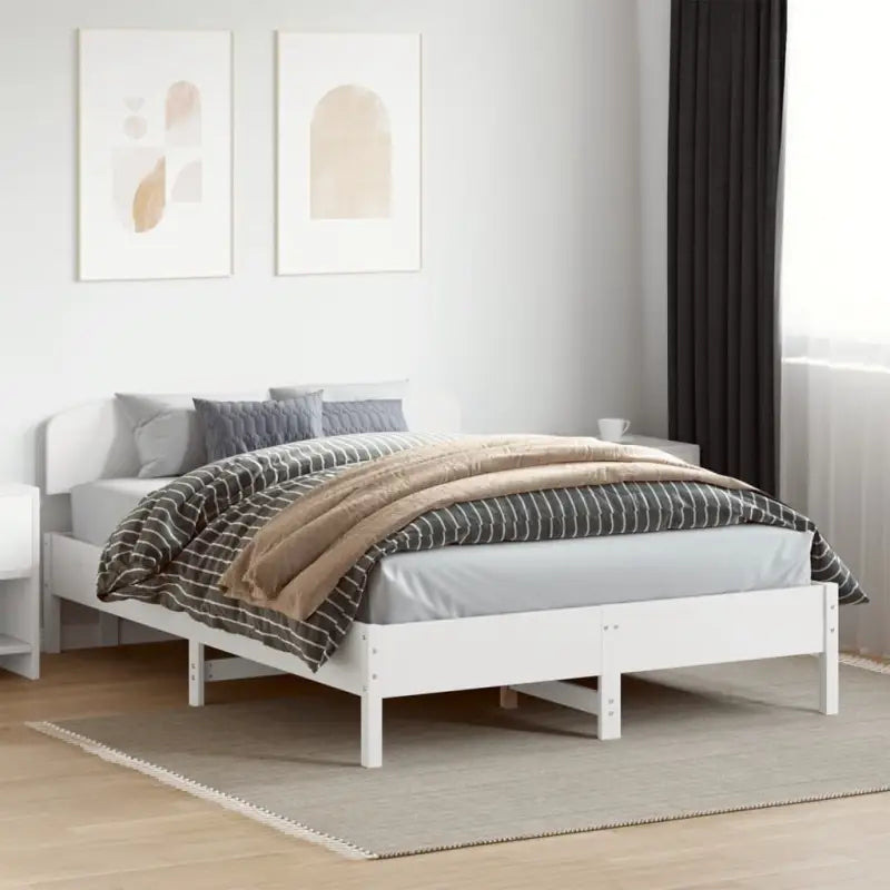 Massief Grenenhout Bedframe met Uitstekende Ondersteuning - Wit / 160 x 200 cm - Bedden & bedframes