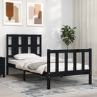 Massief grenenhout bedframe voor een comfortabele en natuurlijke slaapkamer - Zwart / 100 x 200 cm - Bedden & bedframes