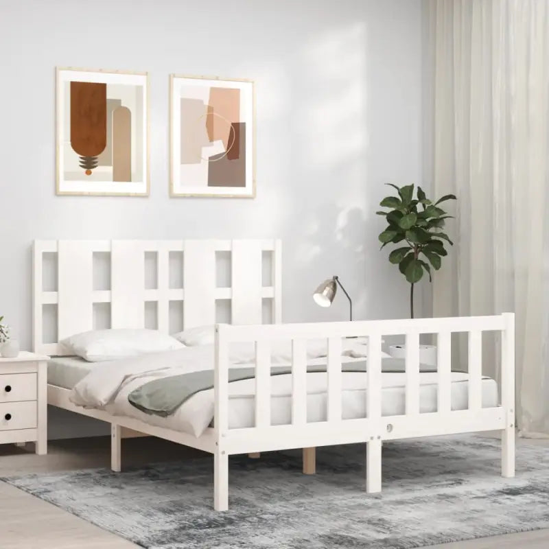 Massief grenenhout bedframe voor een comfortabele en natuurlijke slaapkamer - Wit / 140 x 190 cm - Bedden & bedframes