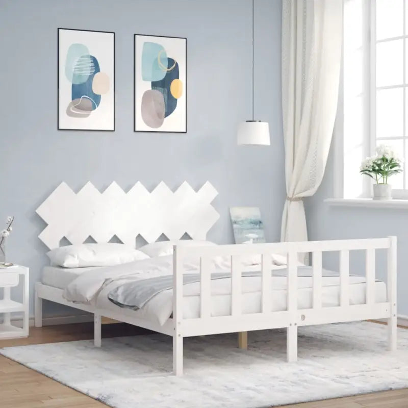 Massief Grenenhout Bedframe voor een comfortabele en stijlvolle slaapkamer - Wit / 150 x 200 cm - Bedden & bedframes