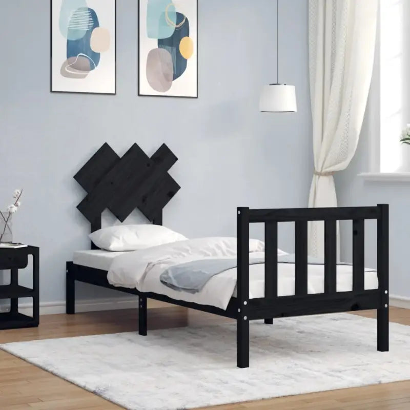 Massief Grenenhout Bedframe voor een comfortabele en stijlvolle slaapkamer - Zwart / 75 x 190 cm - Bedden & bedframes