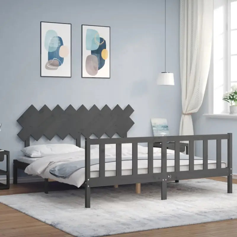 Massief Grenenhout Bedframe voor een comfortabele en stijlvolle slaapkamer - Grijs / 180 x 200 cm - Bedden & bedframes