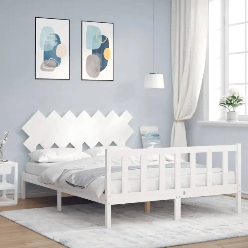 Massief Grenenhout Bedframe voor een comfortabele en stijlvolle slaapkamer - Wit / 140 x 190 cm - Bedden & bedframes