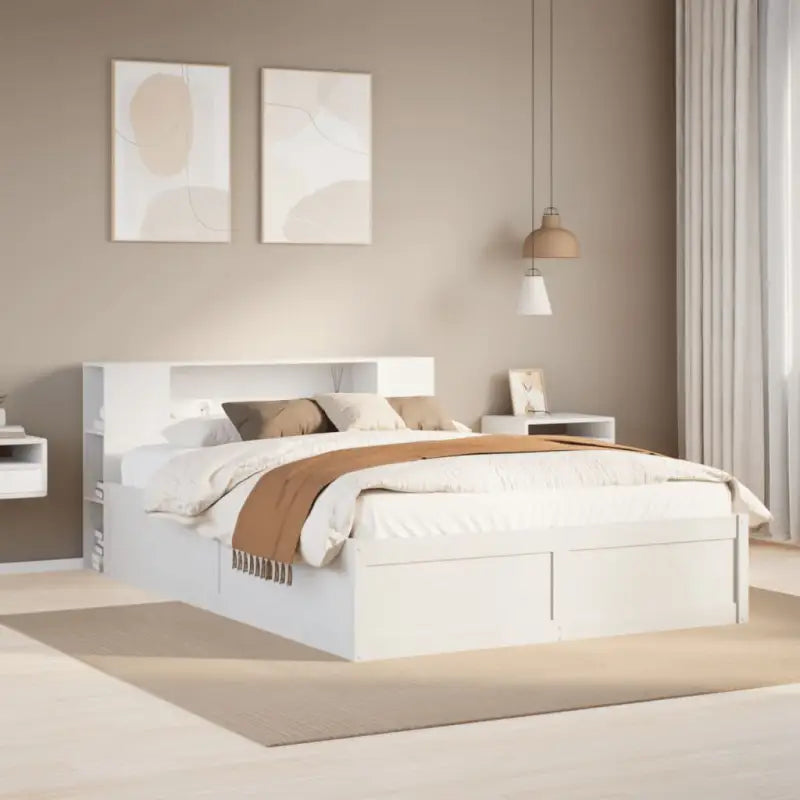 Massief grenenhout bedframe voor een goede nachtrust en decoratie - Wit / 140 x 190 cm - Bedden & bedframes