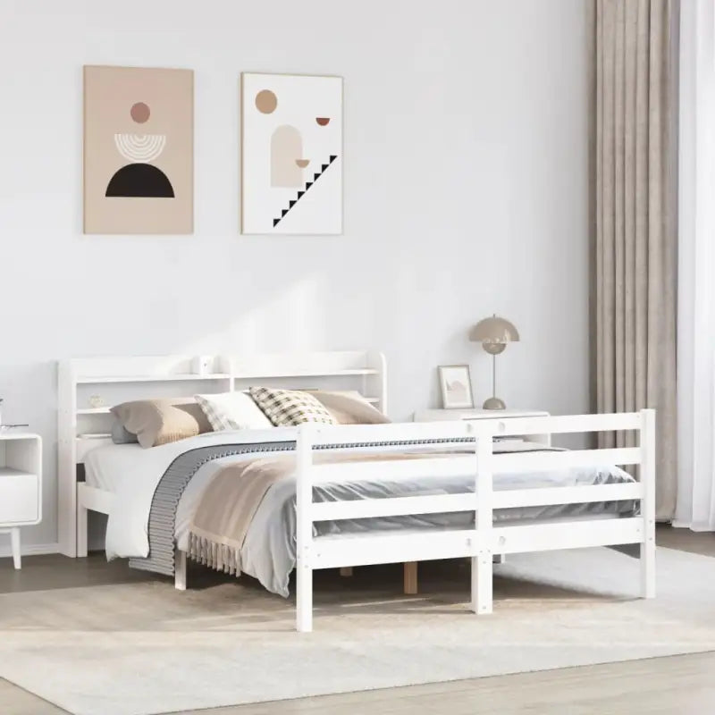 Massief grenenhout bedframe voor een goede nachtrust en natuurlijke uitstraling - Wit / 120 x 200 cm - Bedden &