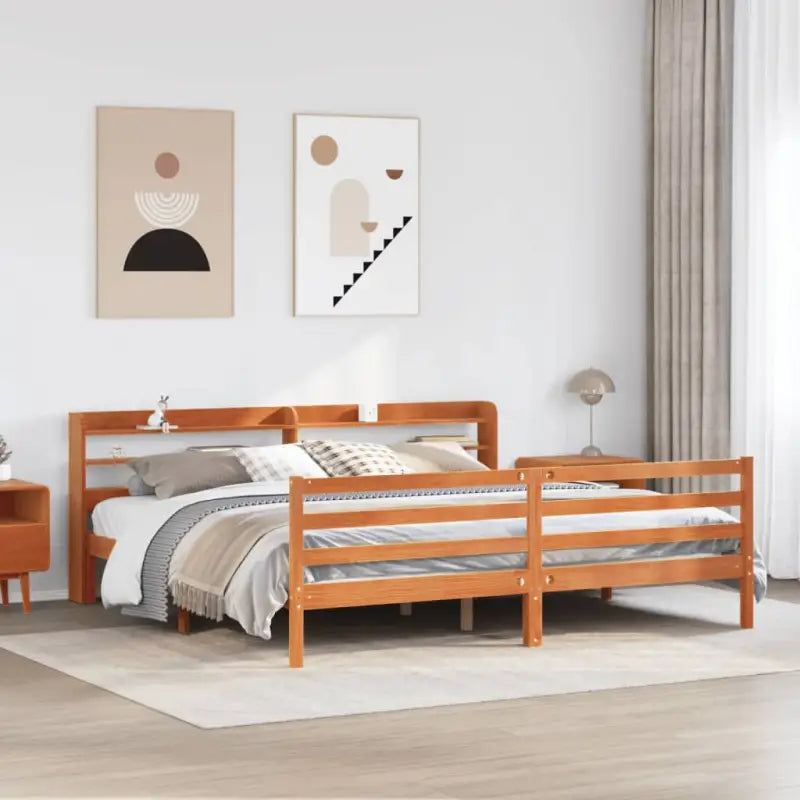 Massief grenenhout bedframe voor een goede nachtrust en natuurlijke uitstraling - Wasbruin / 200 x 200 cm - Bedden &