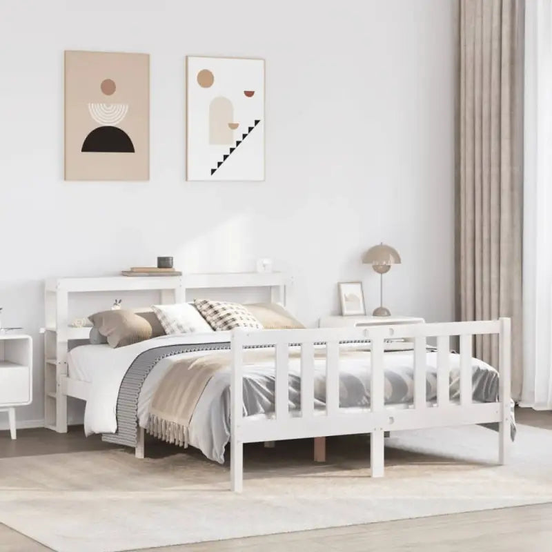 Massief grenenhout bedframe voor een goede nachtrust en natuurlijke stijl - Wit / 150 x 200 cm - Bedden & bedframes