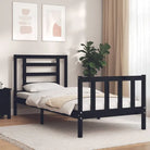 Massief grenenhout bedframe voor een goede nachtrust en natuurlijke uitstraling - Zwart / 75 x 190 cm - Bedden &