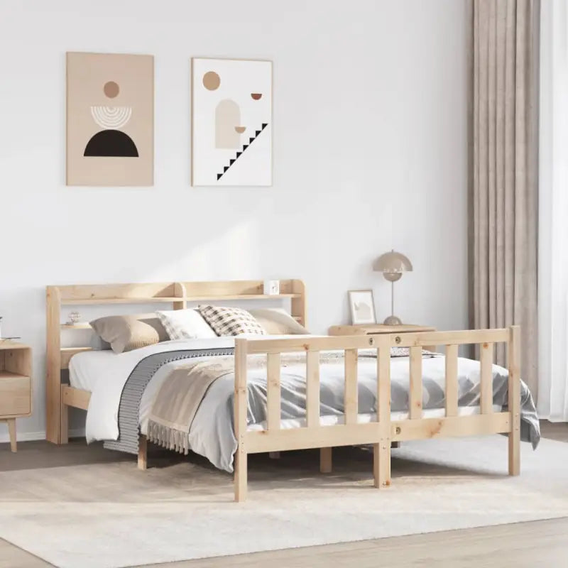 Massief Grenenhout bedframe voor een goede nachtrust en natuurlijke uitstraling - Naturel / 140 x 190 cm - Bedden &