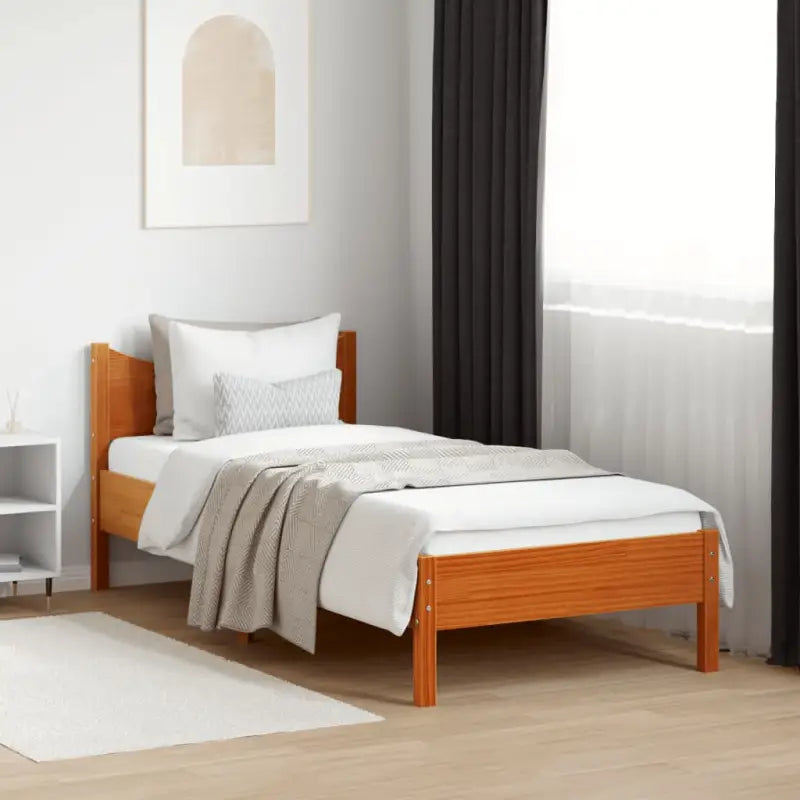 Massief grenenhout bedframe voor een moderne slaapkamer en uitstekende ondersteuning - Wasbruin / 90 x 190 cm - Bedden