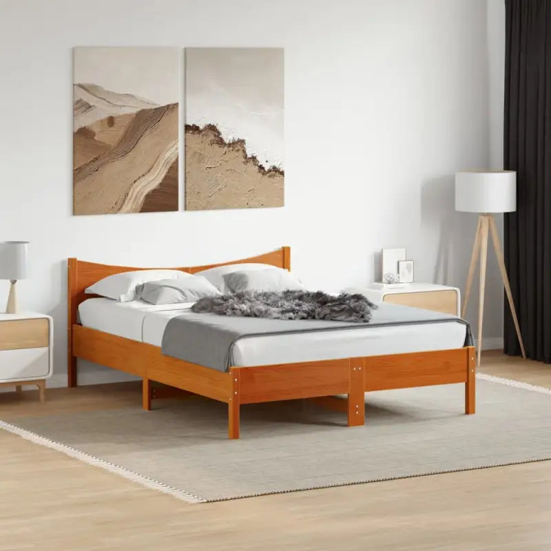 Massief grenenhout bedframe voor een moderne slaapkamer en uitstekende ondersteuning - Wasbruin / 120 x 190 cm - Bedden