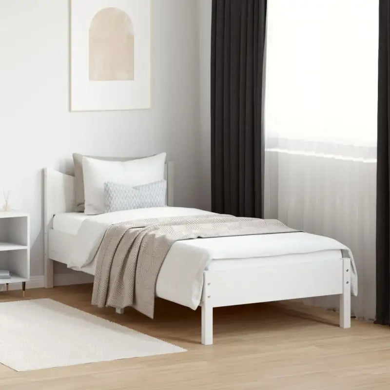 Massief grenenhout bedframe voor een moderne slaapkamer en uitstekende ondersteuning - Wit / 90 x 190 cm - Bedden &