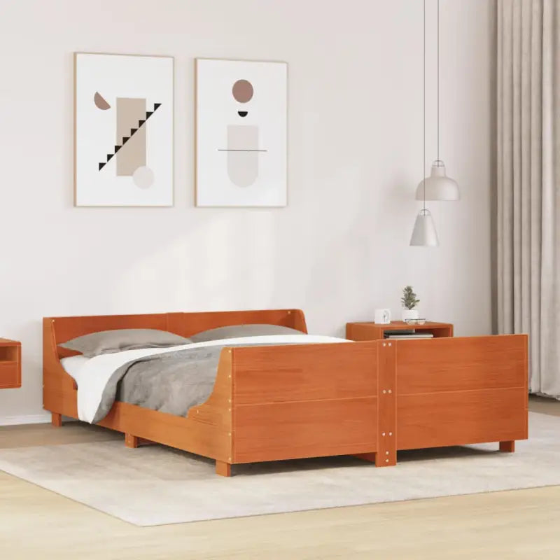 Massief grenenhout bedframe voor een moderne slaapkamer uitstraling - Wasbruin / 140 x 200 cm - Bedden & bedframes