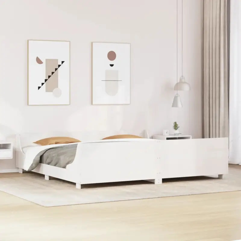 Massief grenenhout bedframe voor een moderne slaapkamer uitstraling - Wit / 200 x 200 cm - Bedden & bedframes
