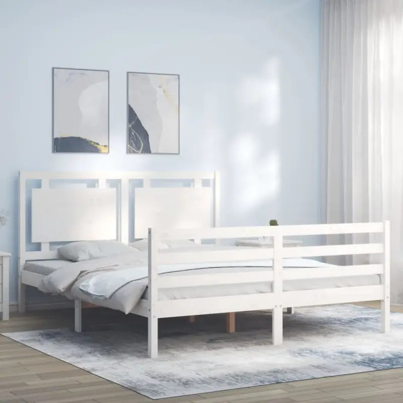 Massief grenenhout bedframe voor een natuurlijke en comfortabele slaapkamer - Wit / 160 x 200 cm - Bedden & bedframes