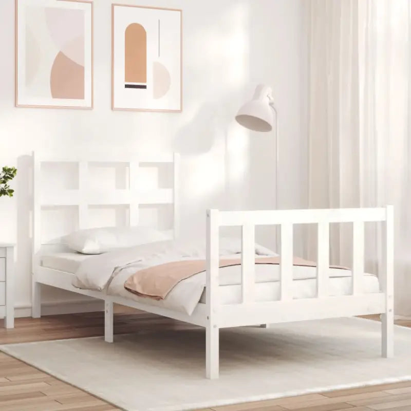 Massief Grenenhout Bedframe voor een Natuurlijke en Comfortabele Slaapruimte - Wit / 90 x 190 cm - Bedden & bedframes