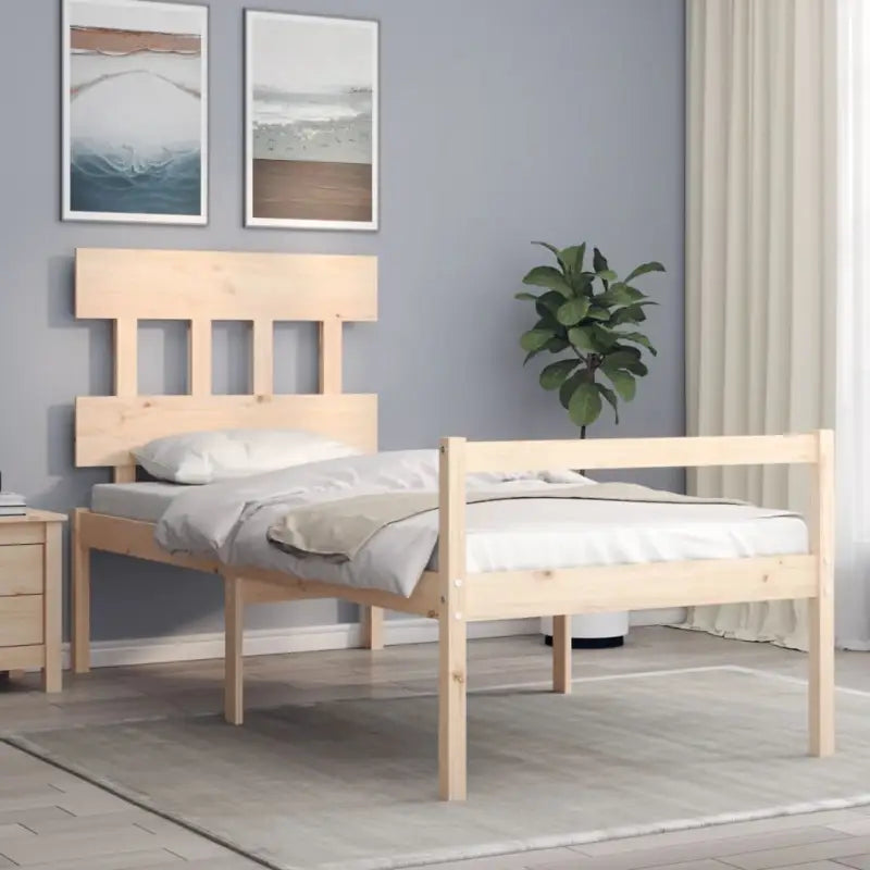 Massief Grenenhout Bedframe voor een Natuurlijke en Comfortabele Slaapruimte - Naturel / 90 x 200 cm / Hoog - Bedden &