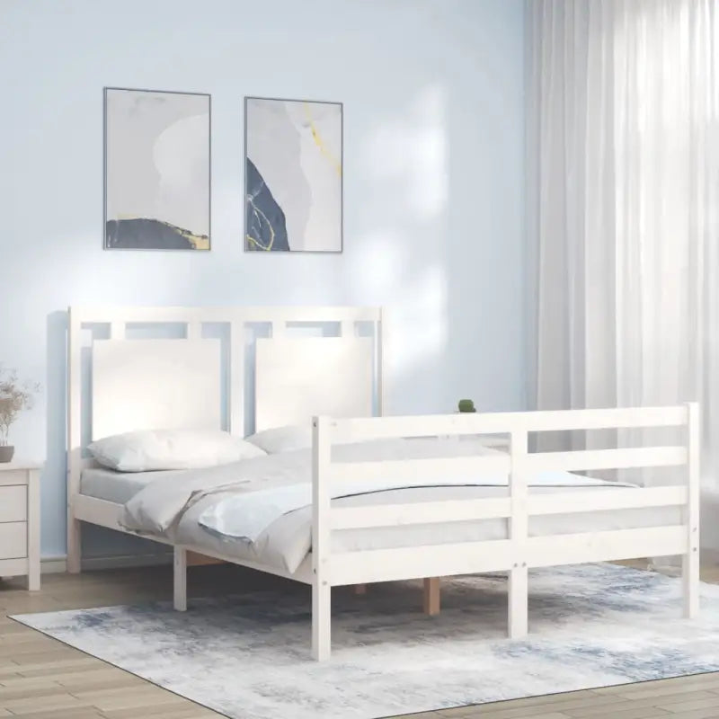 Massief grenenhout bedframe voor een natuurlijke en comfortabele slaapkamer - Wit / 140 x 190 cm - Bedden & bedframes