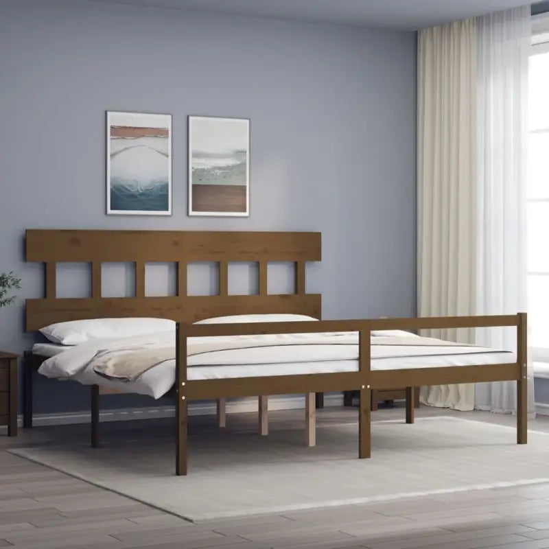 Massief Grenenhout Bedframe voor een Natuurlijke en Comfortabele Slaapruimte - Honingbruin / 200 x 200 cm / Hoog