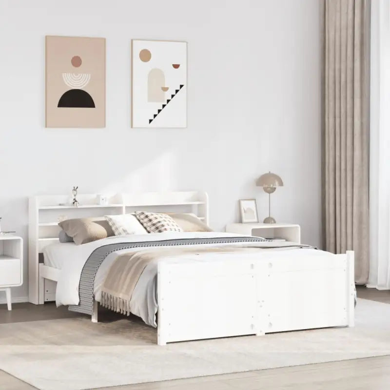 Massief Grenenhout Bedframe voor een Natuurlijke en Comfortabele Slaapplek - Wit / 160 x 200 cm - Bedden & bedframes