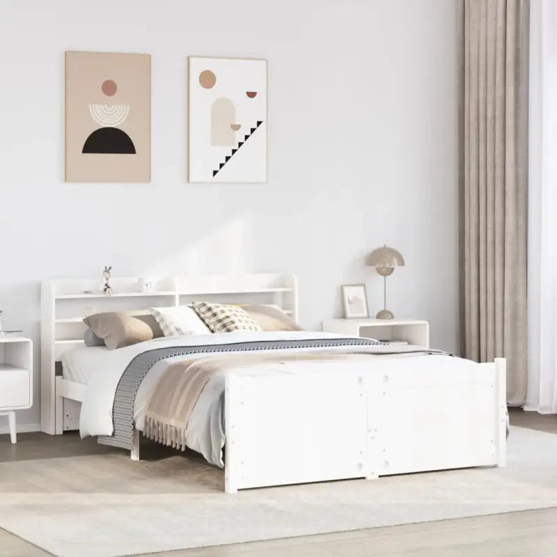 Massief Grenenhout Bedframe voor een Natuurlijke en Comfortabele Slaapplek - Wit / 150 x 200 cm - Bedden & bedframes