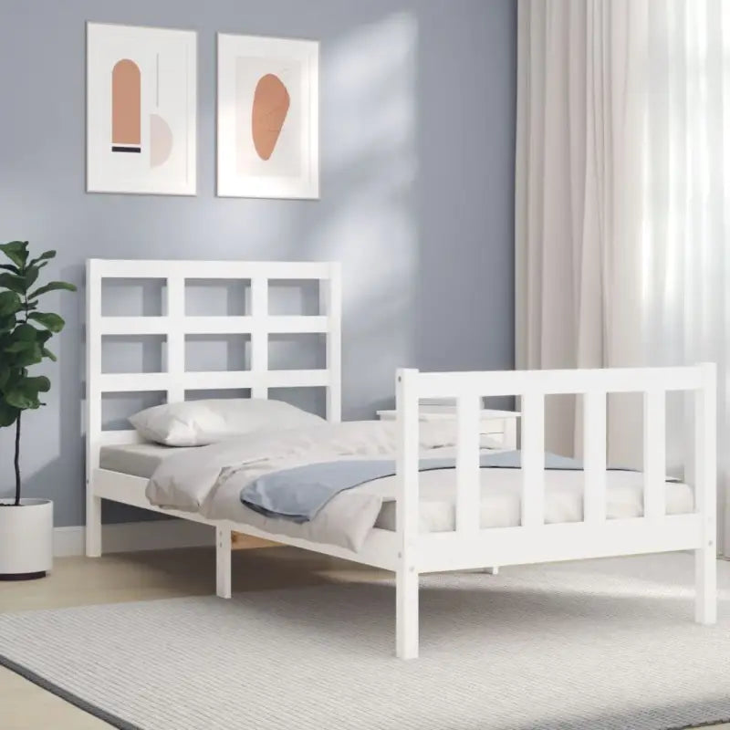 Massief Grenenhout Bedframe voor Een Natuurlijke en Decoratieve Slaapruimte - Wit / 90 x 200 cm - Bedden & bedframes