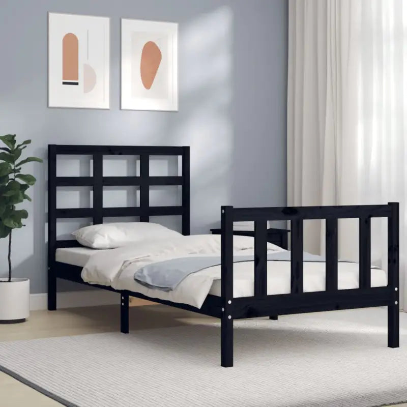 Massief Grenenhout Bedframe voor Een Natuurlijke en Decoratieve Slaapruimte - Zwart / 100 x 200 cm - Bedden & bedframes