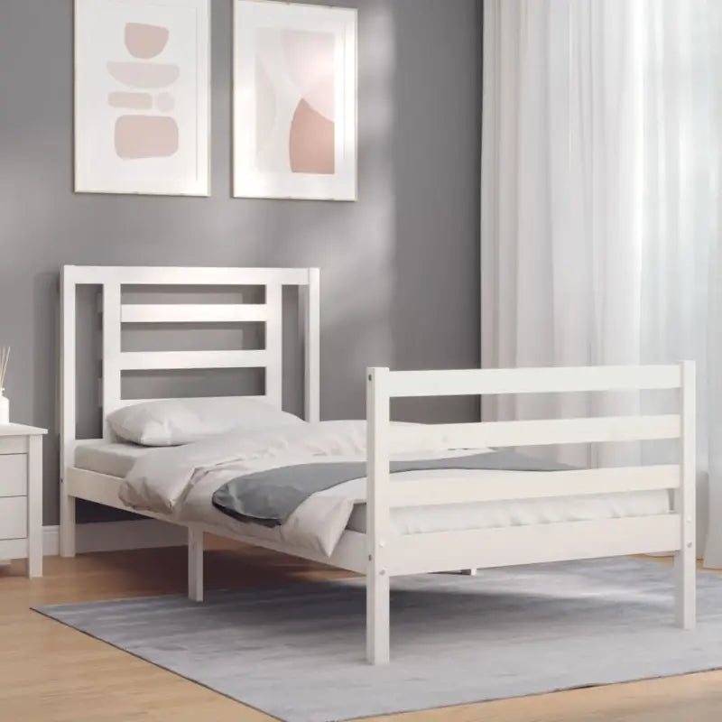 Massief Grenenhout Bedframe voor een Natuurlijke en Decoratieve Slaapkamer - Wit / 100 x 200 cm - Bedden & bedframes