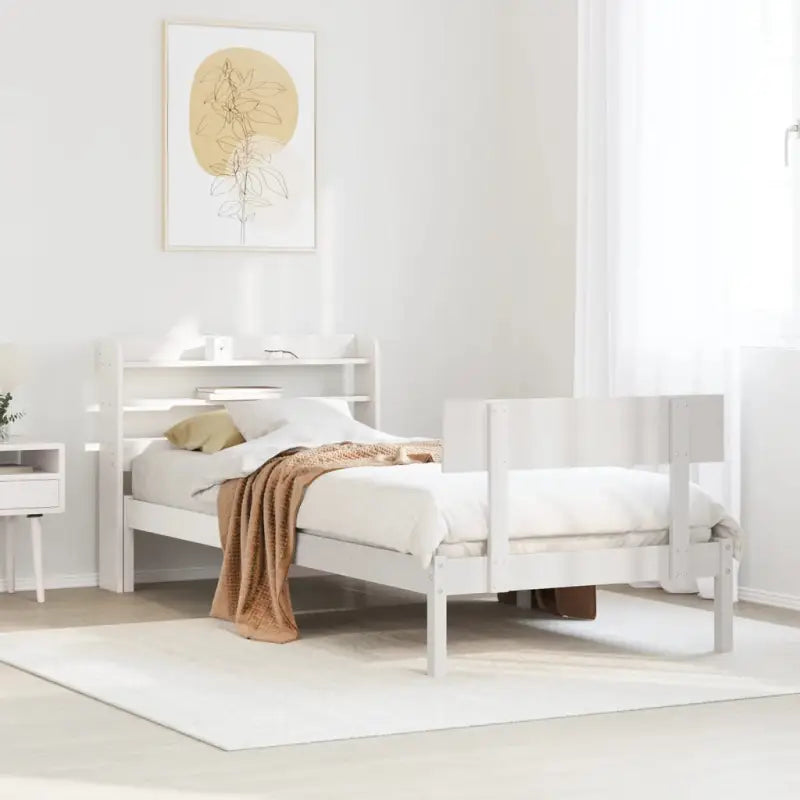 Massief Grenenhout Bedframe voor een Natuurlijke en Decoratieve Slaapkamer - Wit / 75 x 190 cm - Bedden & bedframes