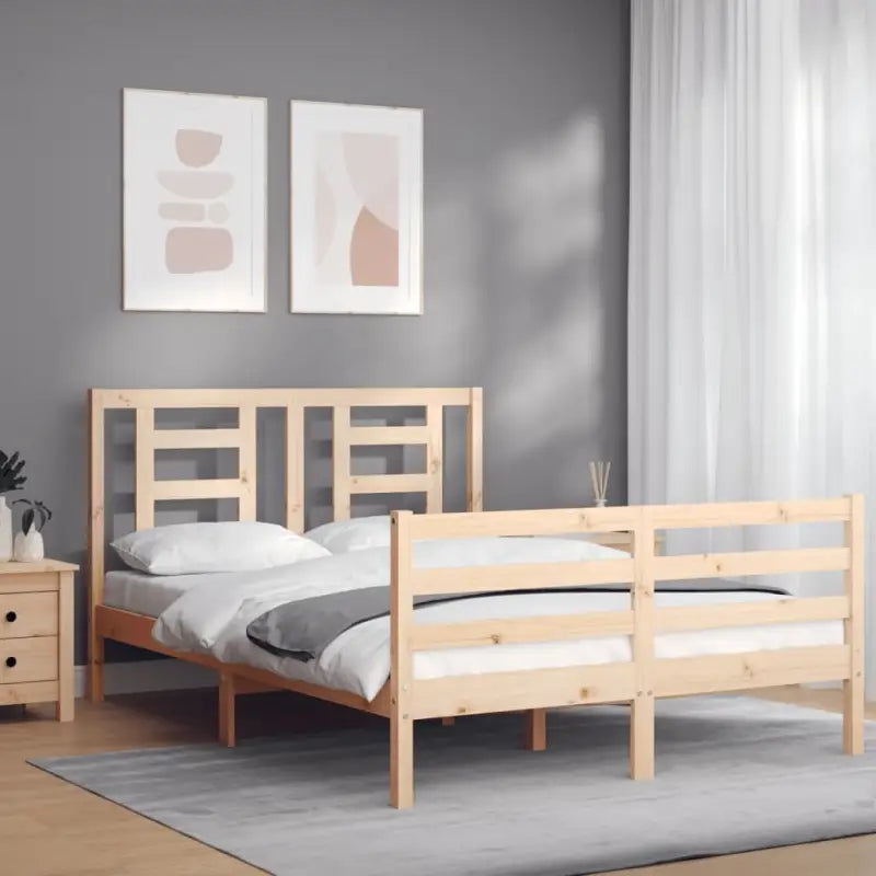 Massief Grenenhout Bedframe voor een Natuurlijke en Decoratieve Slaapkamer - Naturel / 120 x 200 cm - Bedden & bedframes