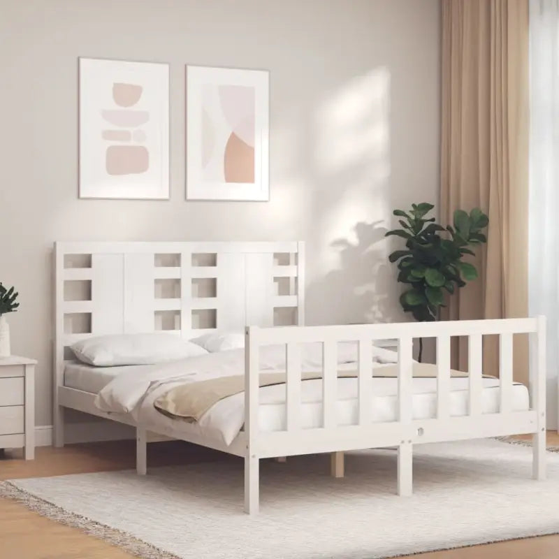 Massief grenenhout bedframe voor een natuurlijke en stijlvolle slaapkamer - Wit / 120 x 190 cm - Bedden & bedframes
