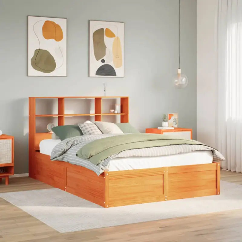 Massief Grenenhout Bedframe voor een Natuurstenen Slaapruimte - Wasbruin / 140 x 190 cm - Bedden & bedframes